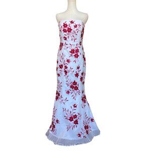 Jovani Embellished Sequin Floral Beaded Strapless Prom Dress Size 6 Mermaid Hoco